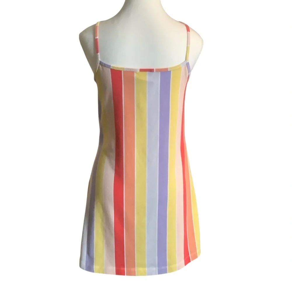 NIKE RETRO RAINBOW STRIPE MINI DRESS WITH EMBROIDERED LOGO/ Size L - Picture 4 of 13
